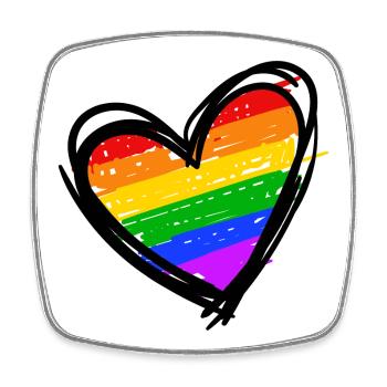 Rainbow Heart LGBT Droits humains des homosexuels - Magnet carré - blanc - Devant