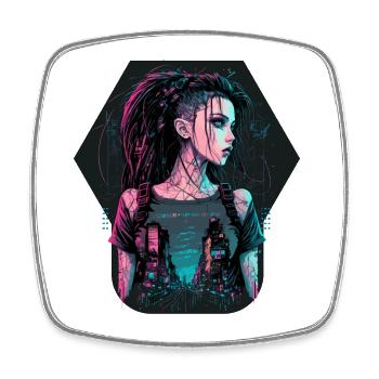 Erstaunliches Gemälde einer schönen Cyber Lady - Viereckiger Kühlschrankmagnet - Weiß - Vorne