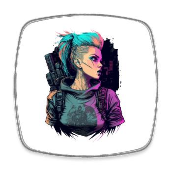 Fearless futuristic Women for Video Game Lovers - Square fridge magnet - white - Front