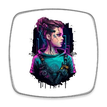 Superbe dessin d’une cyber-femme - Magnet carré - blanc - Devant