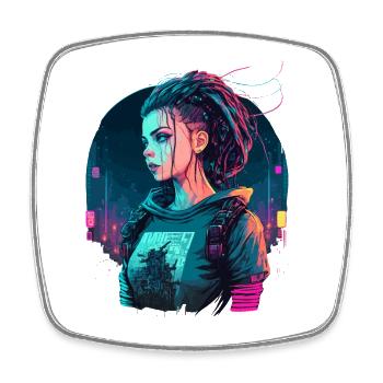 Cool Futuristic lady for epic figure. - Square fridge magnet - white - Front