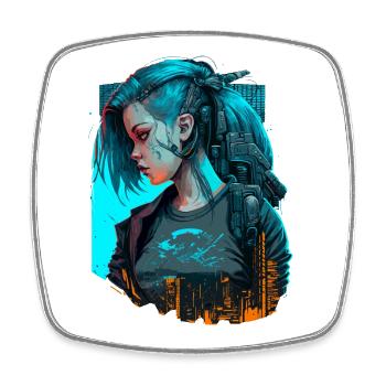 Beautiful Futuristic Lady For Gaming Lovers - Square fridge magnet - white - Front