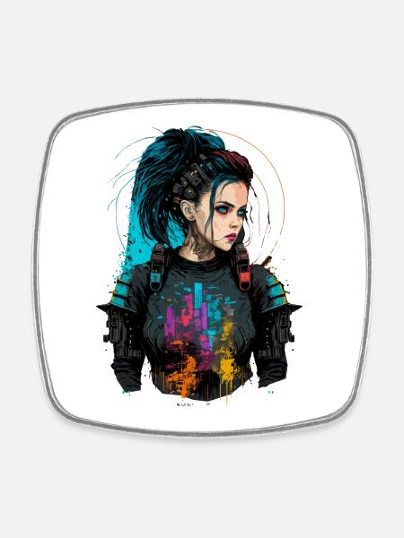 Atemberaubendes Gemälde einer wunderschönen Punk-Frau - Viereckiger Kühlschrankmagnet - Weiß