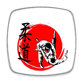 Judo - Magnet carré - blanc - Devant