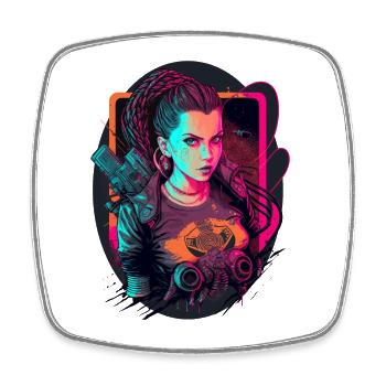 Fearsome Futuristic Women the simple birthday - Square fridge magnet - white - Front