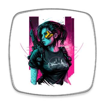 Superbe illustration numérique d’une fille punk - Magnet carré - blanc - Devant