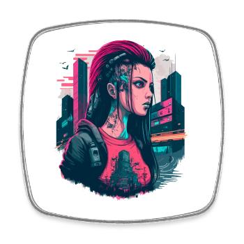 Merveilleuse illustration d’une femme futuriste - Magnet carré - blanc - Devant