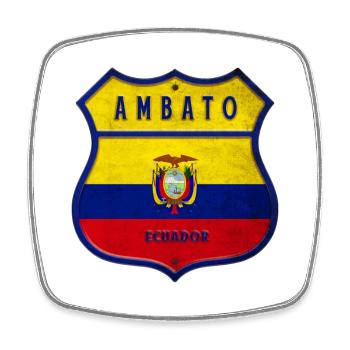 Ambato Ecuador Wappen Flaggen Design - Viereckiger Kühlschrankmagnet - Weiß - Vorne