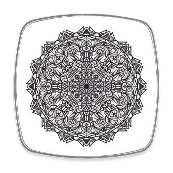 Mandala - Viereckiger Kühlschrankmagnet - Weiß - Vorne