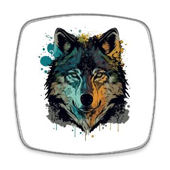 Wonderful Drawing of a Wolf Head - Square fridge magnet - white - Front