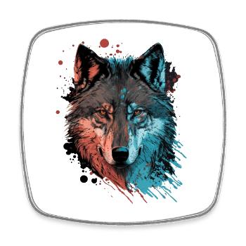 Ein Wolfskopf Digitale Illustration als der Große - Viereckiger Kühlschrankmagnet - Weiß - Vorne