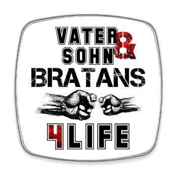 Vater und Sohn Bratans fürs Leben Geschenk - Viereckiger Kühlschrankmagnet - Weiß - Vorne