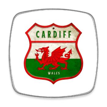 Cardiff Wales Wappen Flaggen Design - Viereckiger Kühlschrankmagnet - Weiß - Vorne