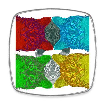 Colourful Cats (Pop Art) designed by HeiArts - Square fridge magnet - white - Front