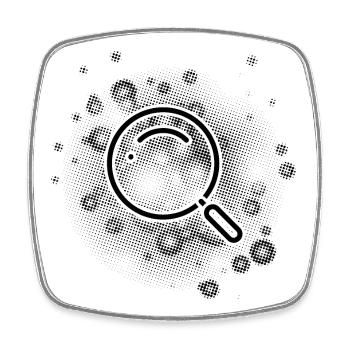 Magnifying glass with dots background - Square fridge magnet - white - Front