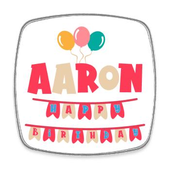 Aaron t-shirt birthday happy birthday - Square fridge magnet - white - Front