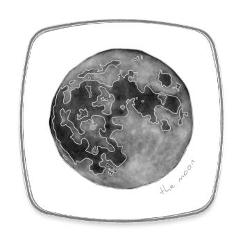 MOND - Viereckiger Kühlschrankmagnet - Weiß - Vorne