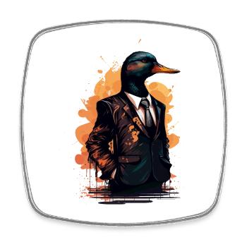 Costume portant canard - Magnet carré - blanc - Devant