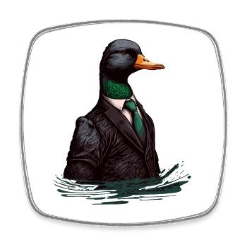 Canard en costume de plumes - Magnet carré - blanc - Devant