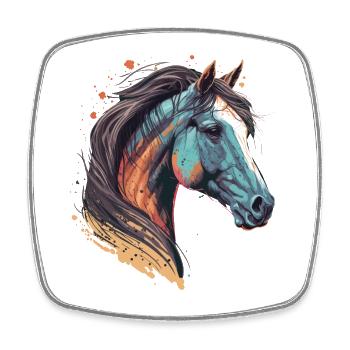Stallion Head - Square fridge magnet - white - Front