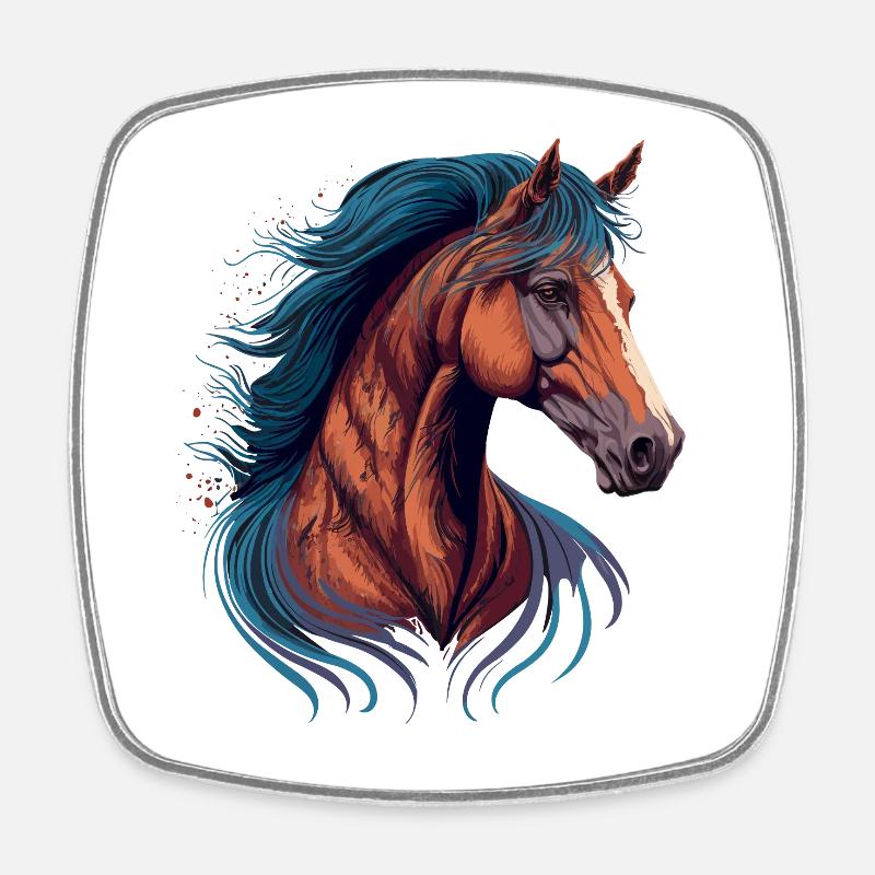 Dessin de chevaux - Magnet carré - blanc