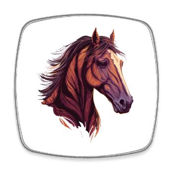 Belle tête de cheval - Magnet carré - blanc - Devant