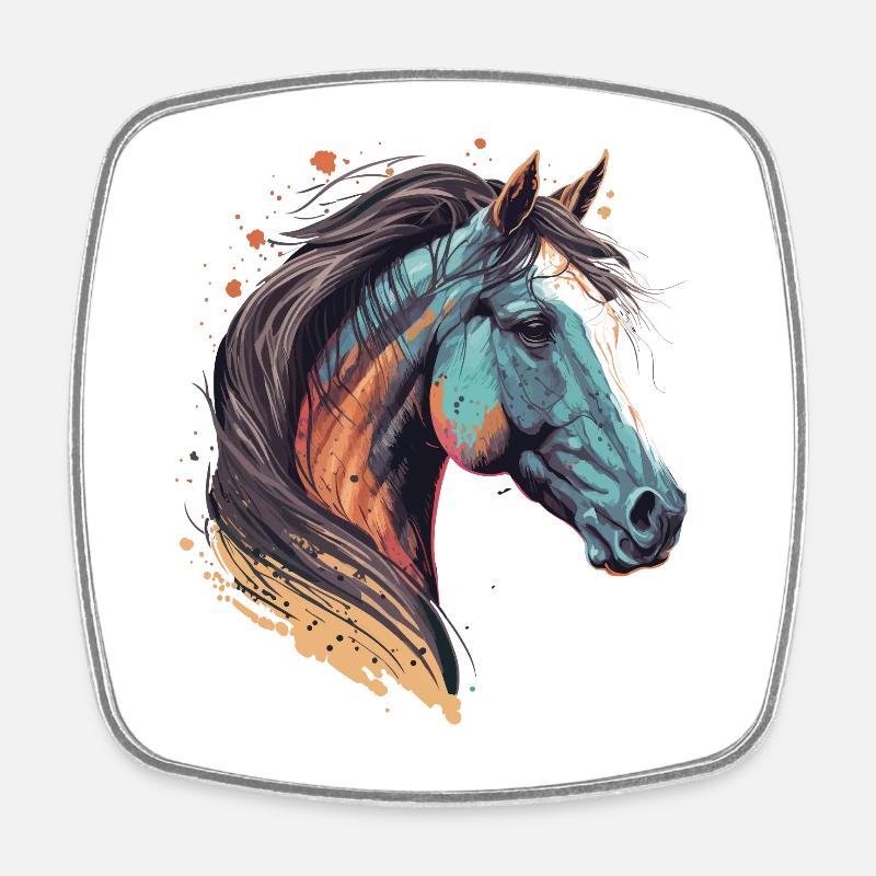 Illustration de cheval - Magnet carré - blanc