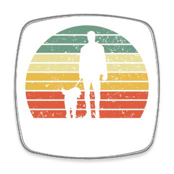 Der mit dem Hund geht - Gassi gehen - Viereckiger Kühlschrankmagnet - Weiß - Vorne