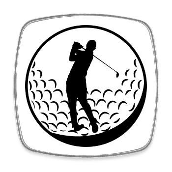 Dix-huit trous de golf - Magnet carré - blanc - Devant