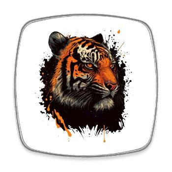 Tiger Head - Square fridge magnet - white - Front