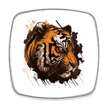 Unheimlicher Tiger - Viereckiger Kühlschrankmagnet - Weiß - Vorne
