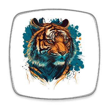 Tiger Head Illustration - Square fridge magnet - white - Front