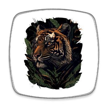 Tiger Lurking in the Jungle - Square fridge magnet - white - Front