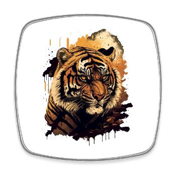 Illustration du visage du tigre - Magnet carré - blanc - Devant
