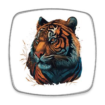 Kunstwerk eines Tigers - Viereckiger Kühlschrankmagnet - Weiß - Vorne