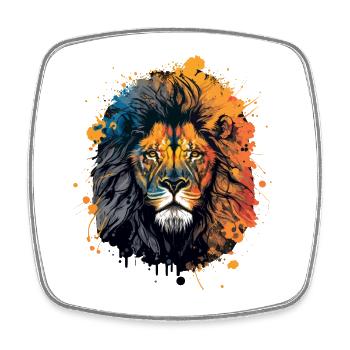 Ink Painting of Lion Head - Square fridge magnet - white - Front
