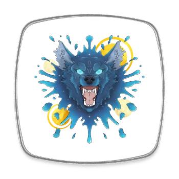Blue Ink Spirits - Evil Growling Ink Wolf - Square fridge magnet - white - Front