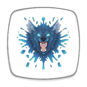Blue Ink Spirits - Grand Méchant Loup Bleu Grogne - Magnet carré - blanc - Devant