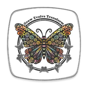 Boho Style Schmetterling - Grow Evolve Transform - Viereckiger Kühlschrankmagnet - Weiß - Vorne