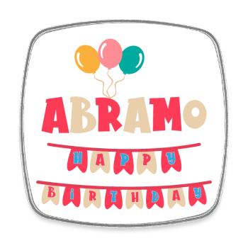 Abraham T-Shirt Happy Birthday T-Shirt - Viereckiger Kühlschrankmagnet - Weiß - Vorne