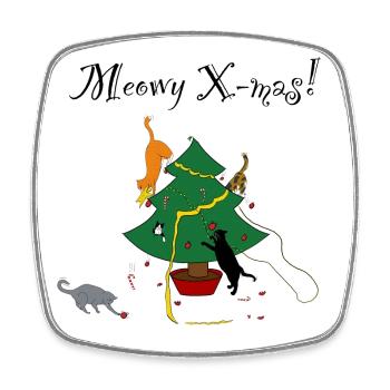 Meowy X mas mayhem - Square fridge magnet - white - Front