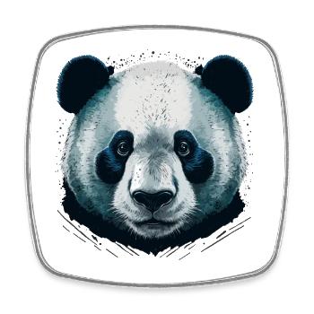 Realistischer Pandakopf - Viereckiger Kühlschrankmagnet - Weiß - Vorne