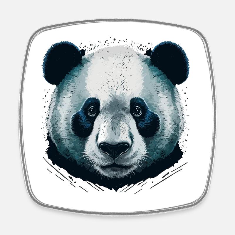 Tête de panda réaliste - Magnet carré - blanc