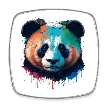 Colerful Panda Bear Head - Square fridge magnet - white - Front