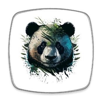 Panda versteckt sich hinter Leaths - Viereckiger Kühlschrankmagnet - Weiß - Vorne