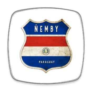 Ñemby Paraguay Wappen Flaggen Design - Viereckiger Kühlschrankmagnet - Weiß - Vorne