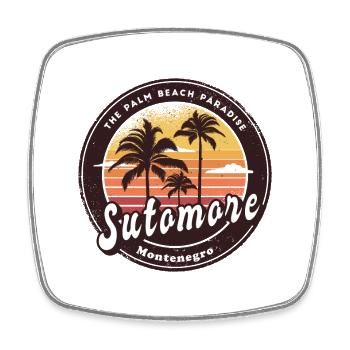 Sutomore Montenegro beach design - Square fridge magnet - white - Front