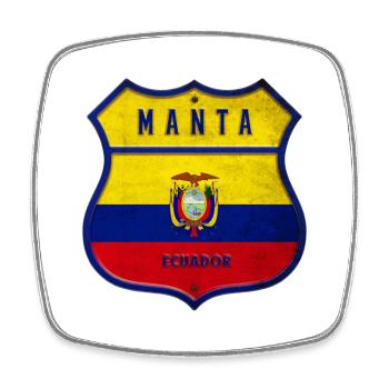 Manta Ecuador coat of arms flag design - Square fridge magnet - white - Front