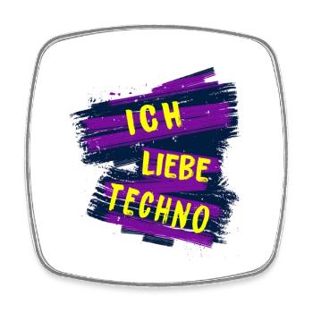 Ich liebe Techno - Viereckiger Kühlschrankmagnet - Weiß - Vorne