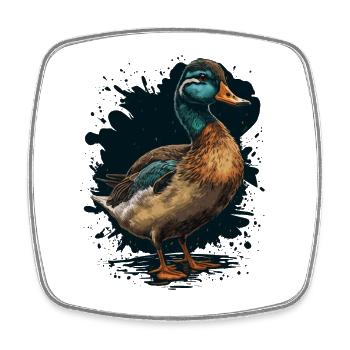 Ente stehend - Viereckiger Kühlschrankmagnet - Weiß - Vorne